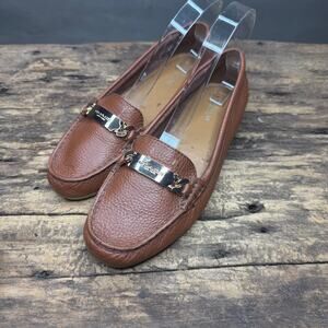 Coach Pebbled Leather Driving Loafers Flats Size 7B – Brown